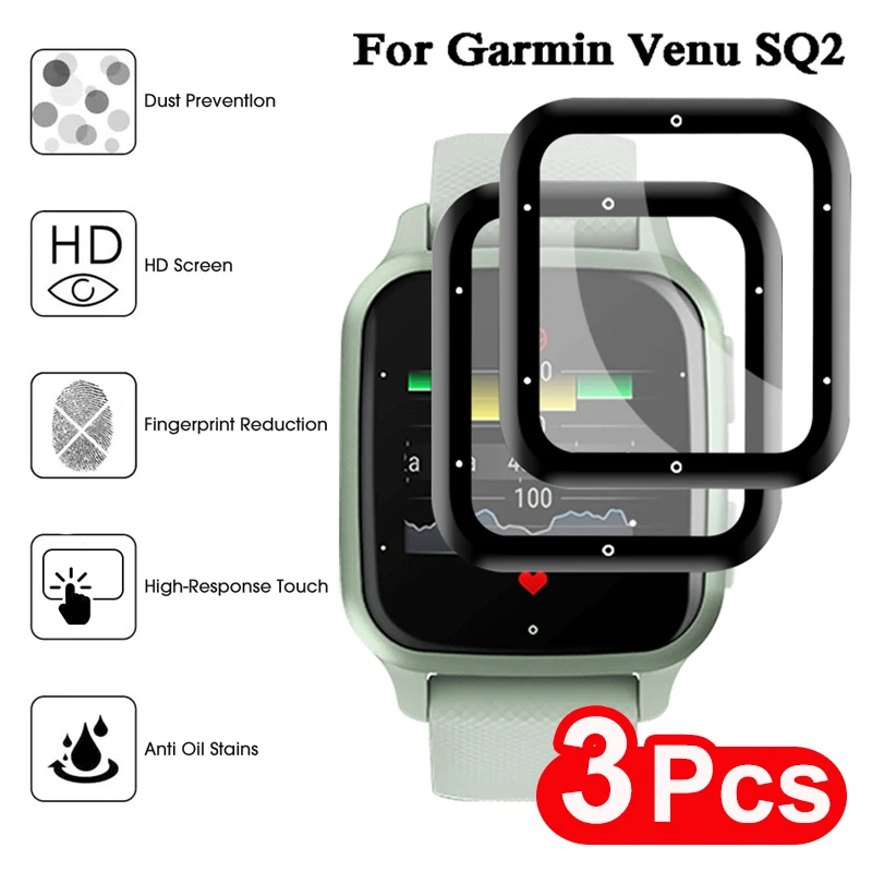 

Full Edge Protective Film for Garmin Venu SQ2 / Music Smart Watch Accessories Anti-scratch Screen Protector for Venu SQ 2 Music