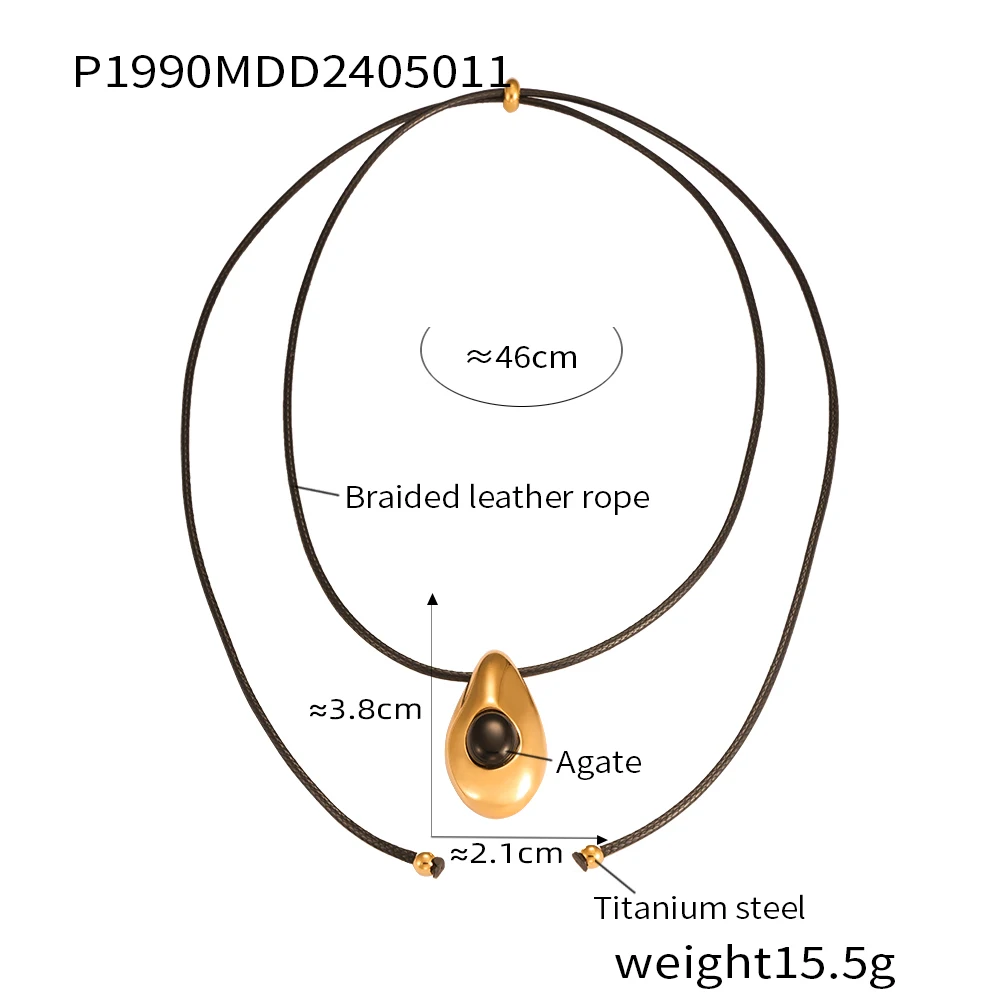 Modny naszyjnik z łańcuszkiem naturalnego agatu dla kobiet hurtową biżuterią ze stali nierdzewnej