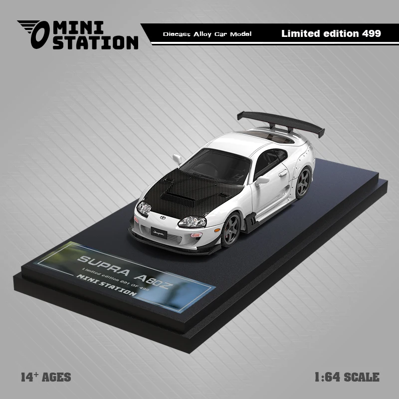 

PreSale Mini Station 1:64 Supra A80z White / w/Carbon Hood limited499 Die-Cast Car Model Collection Miniature