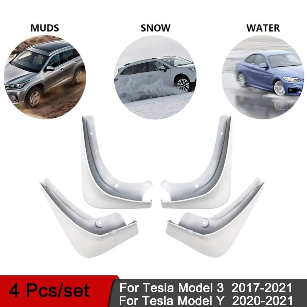 

Car Mud Flaps Tesla Model 3 Y Model3 2022 Accessories Mudguards Splash Guards Fender Matte Black Carbon Fiber ABS Replacement