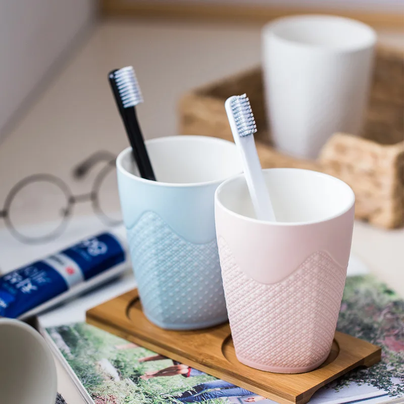 

Nordic Ceramic Mouthwash Cup Set Washing Cup Teeth Cylinder Cup Couple Solid Color Simple Embossed Teeth Brushing Cup Hotel B&B
