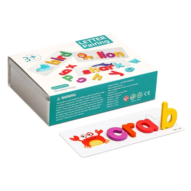 

Alphabet Phonics Spelling Game Puzzle Toy Classroom Teaching Aid for w/ 30 Cards Toddler Preschool Montessori Birthday Gift