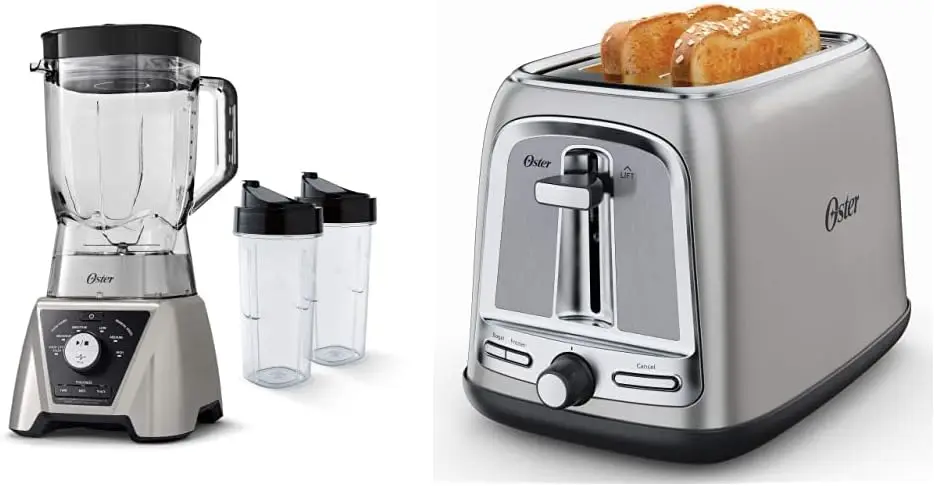 

Pro Blender with Texture Select Settings, 2 Blend-N-Go Cups and Tritan Jar, 64 Ounces, Brushed Nickel & 2-Slice Toaster with