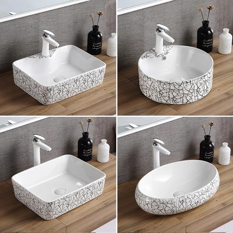 

Nordic countertop basin wash basin household oval bathroom ceramic basin creative personality wash basin pool without faucet