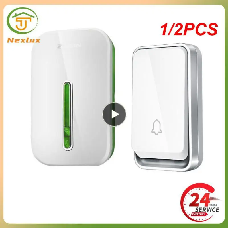 

1/2PCS Self Powered Waterproof Wireless DoorBell night light no battery EU plug home Cordless Door Bell 1 2 button 1 2 Receiver