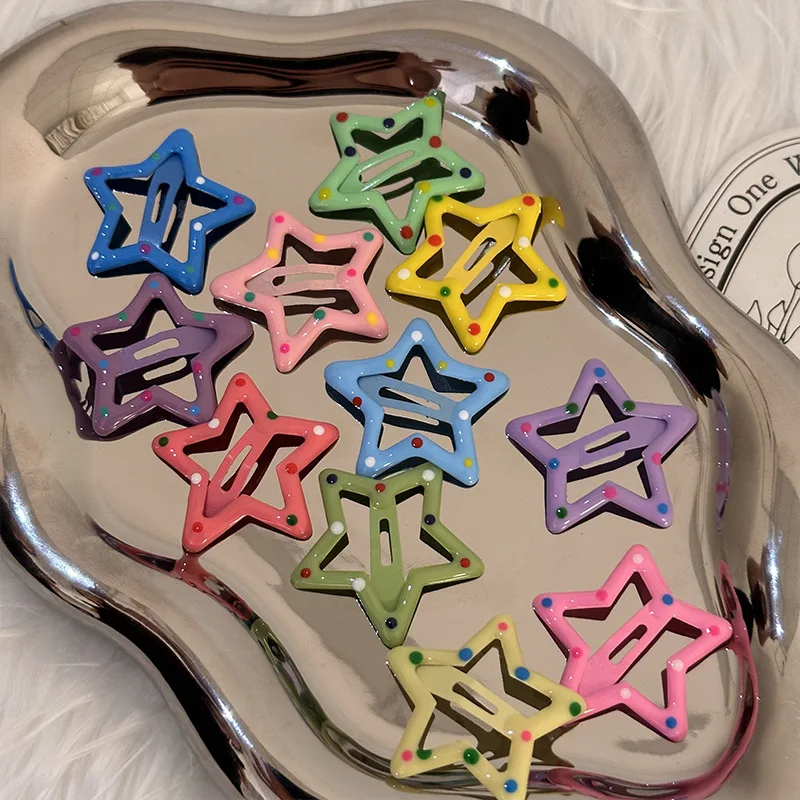 5 шт. красочная звезда заколка для волос женская боковая заколка для челки заколка для волос для сломанных волос BB заколка 2023 новая милая детская шпилька для волос головной убор