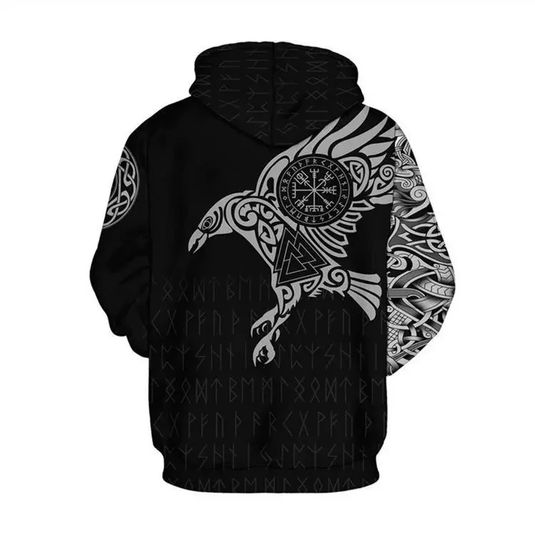 

NEW IN The Raven of Tattoo 3D Printed Men Hoodies Retro Harajuku Fashion Hooded Sweatshirt Autumn Hoody Casual streetwear hoodie