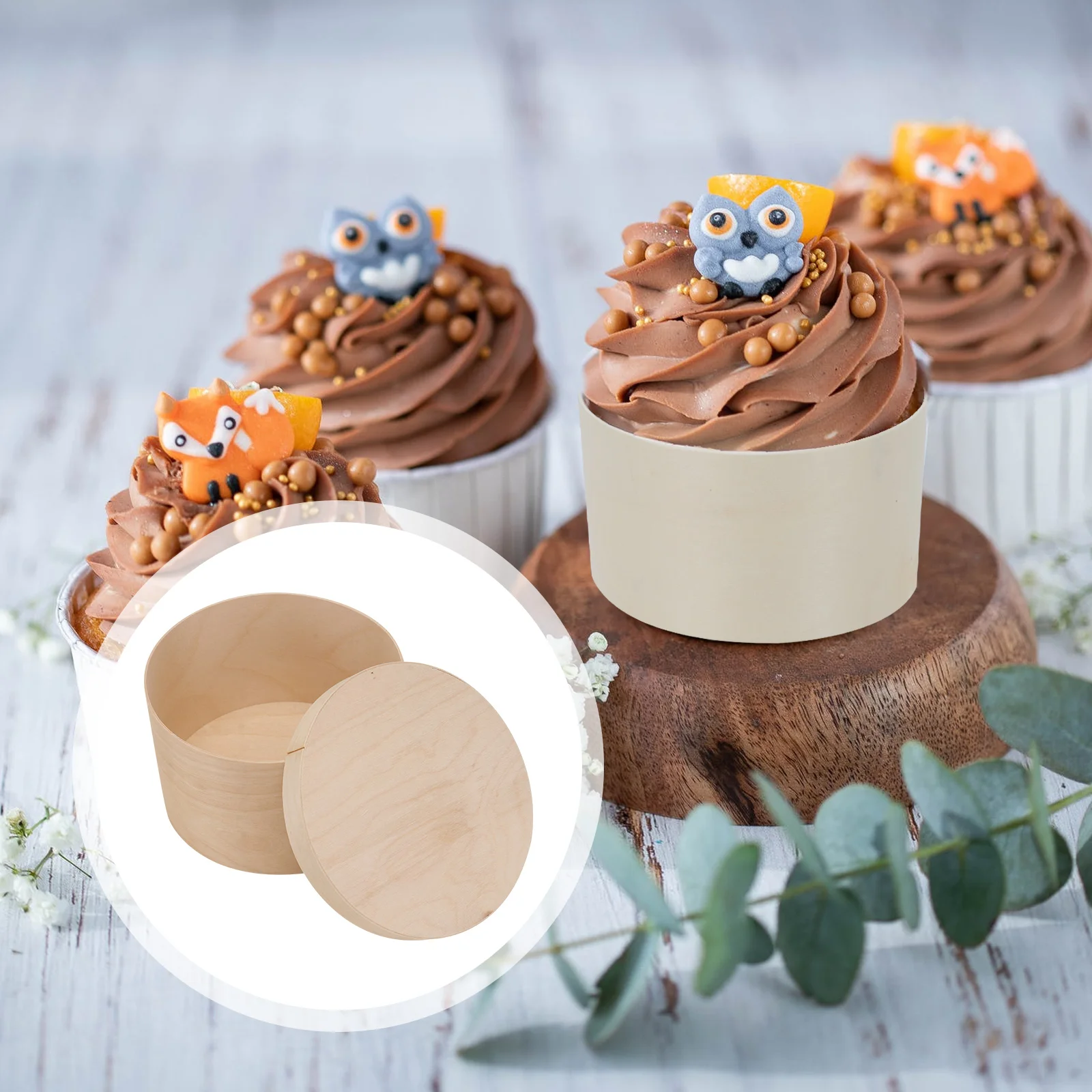 

Box Boxes Cake Dessert Packing Case Storage Wooden Container Bakery Cupcake Packaging Holder Wood Round Basque Sandwich Pastry