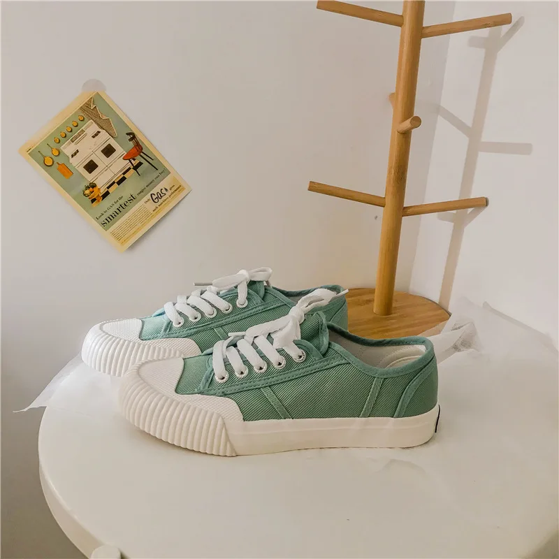 

Spring Autumn Fashion Sneakers Women Canvas Shoes Low Cut Flats Shoes Woman Breathable Lace-Up High Quality Ladies Shoes New