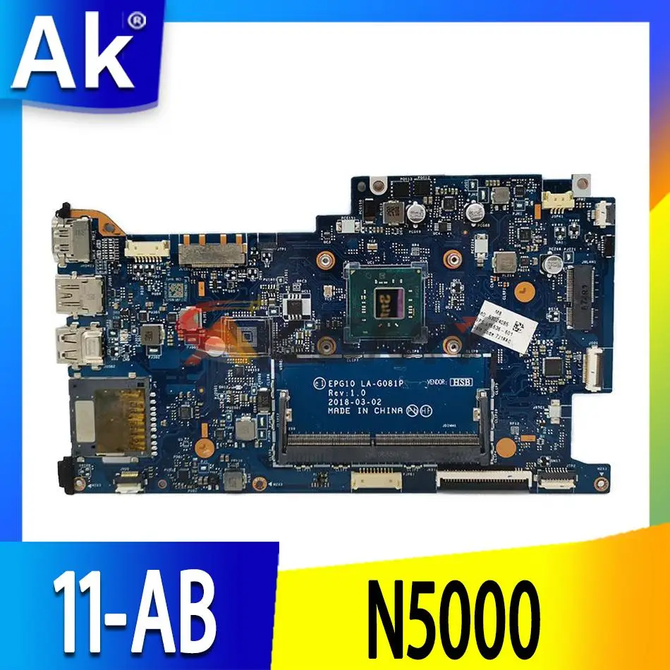 

Akemy For HP X360 Convertible 11-AB Laptop Motherboard L16636-001 L16636-601 L17931-601 EPG10 LA-G081P Mainboard with N5000