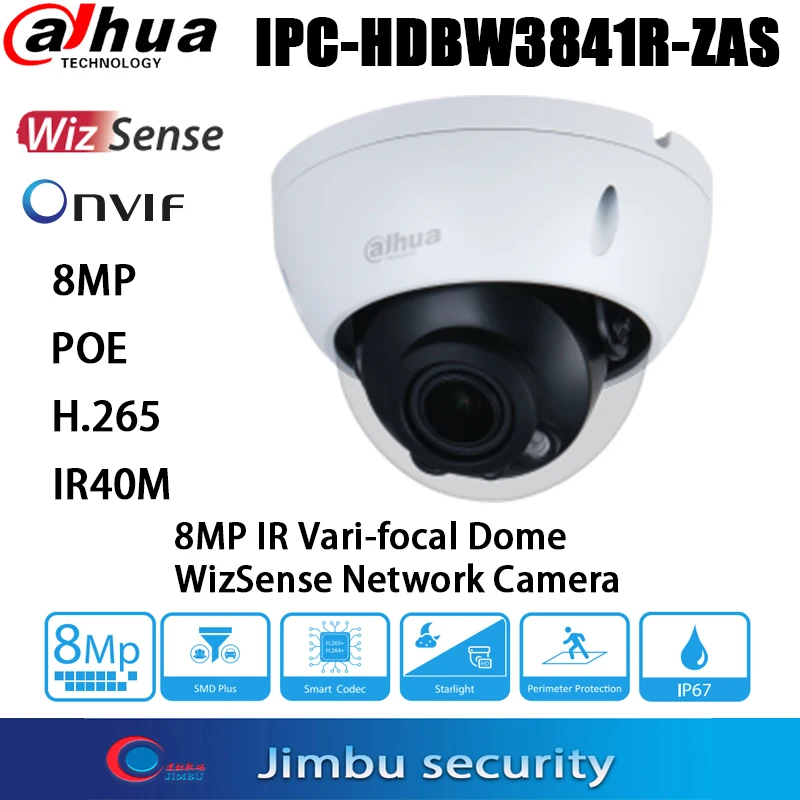 

Dahua 8MP WizSense IP Camera IPC-HDBW3841R-ZAS POE Starlight IR40M Alarm Audio IVS Indoor Explosion Proof Dome Video Camera