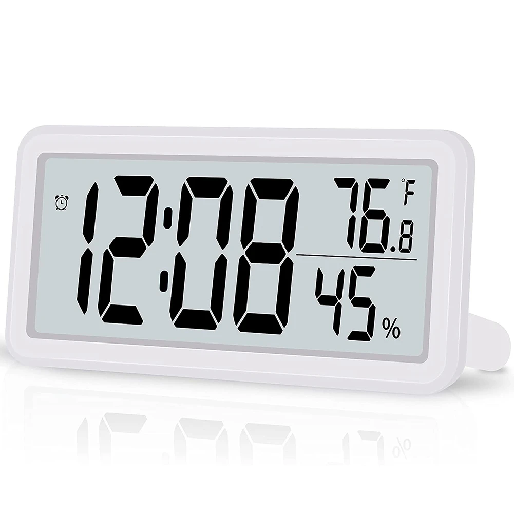 ,desk Clock,battery Operated Lcd Electronic Clock Decorations For Bedroom Kitchen Office - White