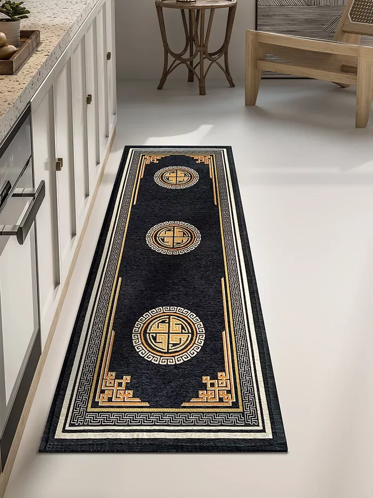

Black Gold Striped Living Room Carpet Bedroom Bedside Carpet Children's Play Kitchen Bathroom Non-slip Mat Doormat