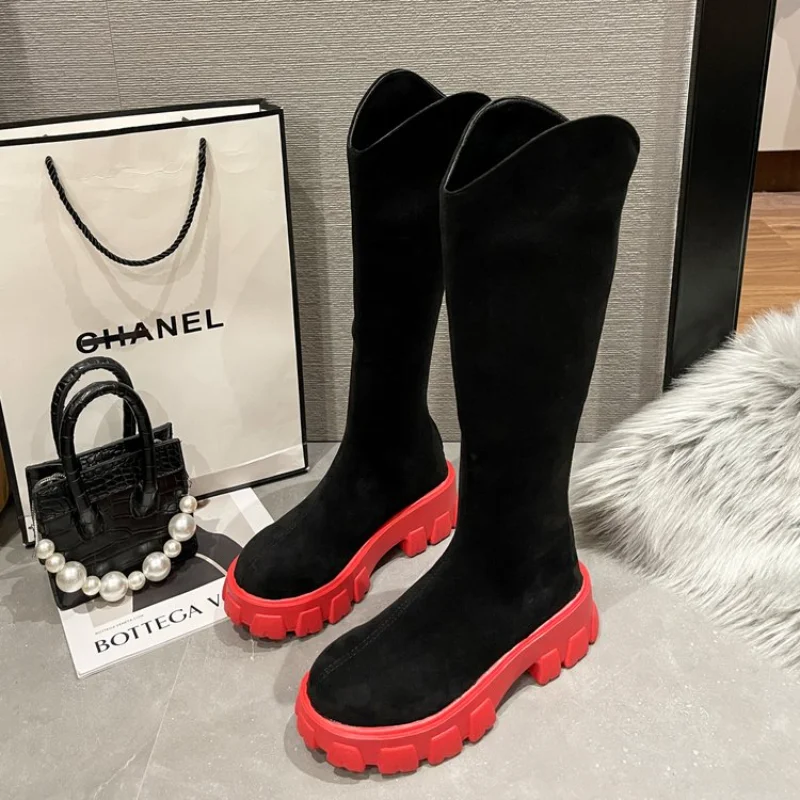 

Women's Autumn High-heeled Boots Platform Knee High Women's Fashion Boots Winter Warm Long Boots Women's Slim Boots