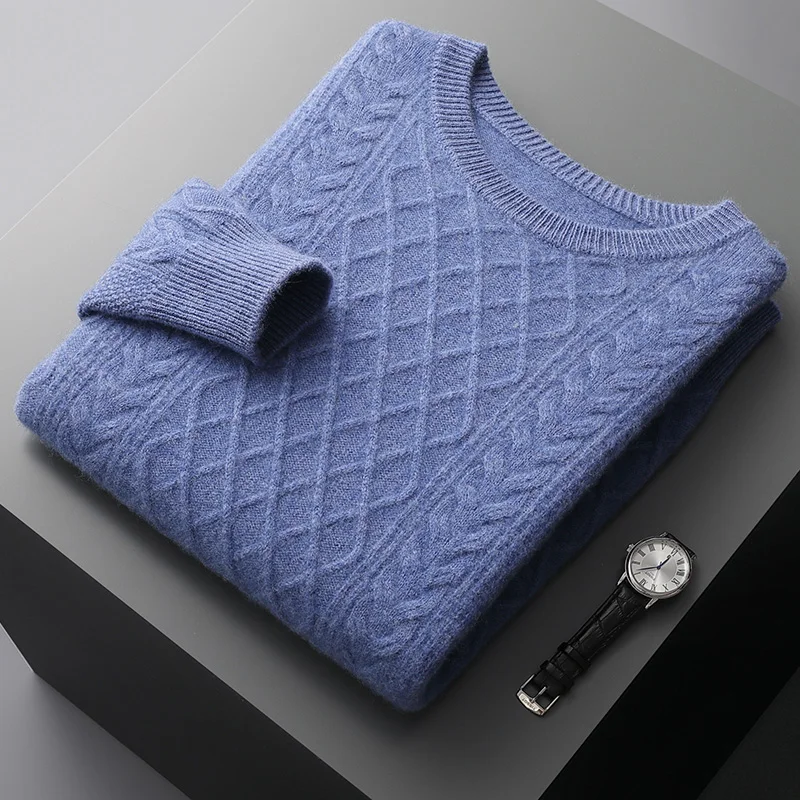 Осень/зима новый кашемировый свитер из 100% шерсти мужской джемпер с круглым