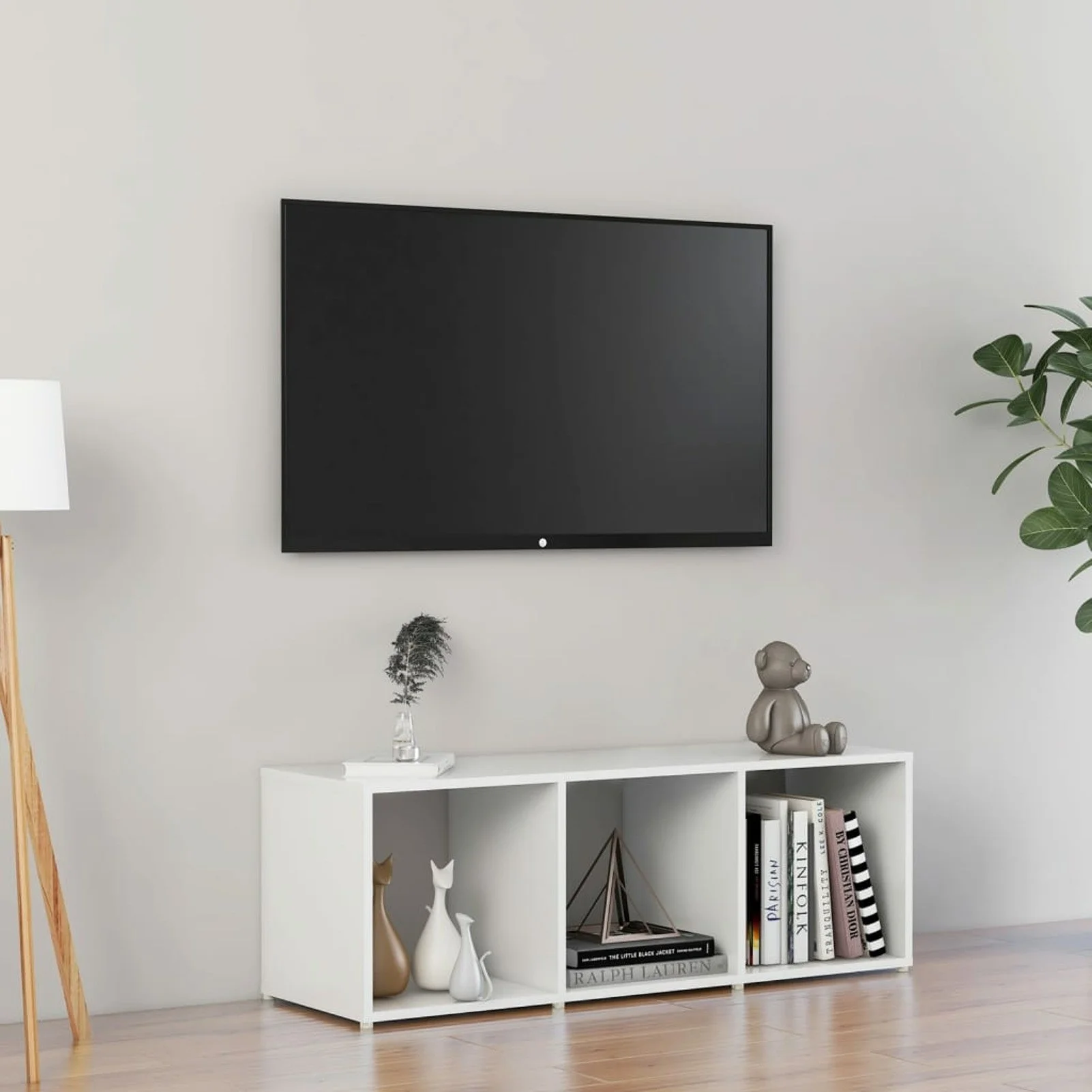 

Тумба для телевизора с высоким блеском, белая, 42,1x13,8x14,6 дюйма, ДСП
