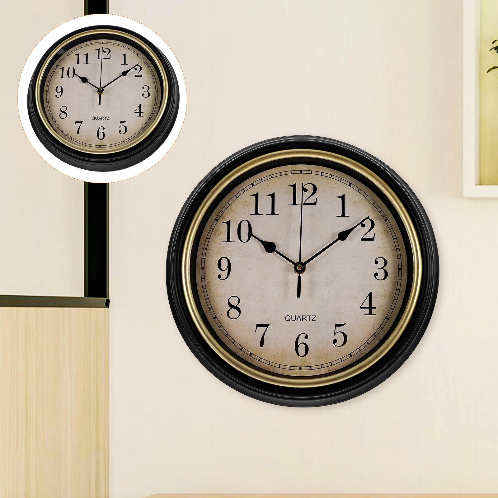 

Silent Non-Ticking Clock Vintage Wall Clock Battery Operated Decorative Brown Clock