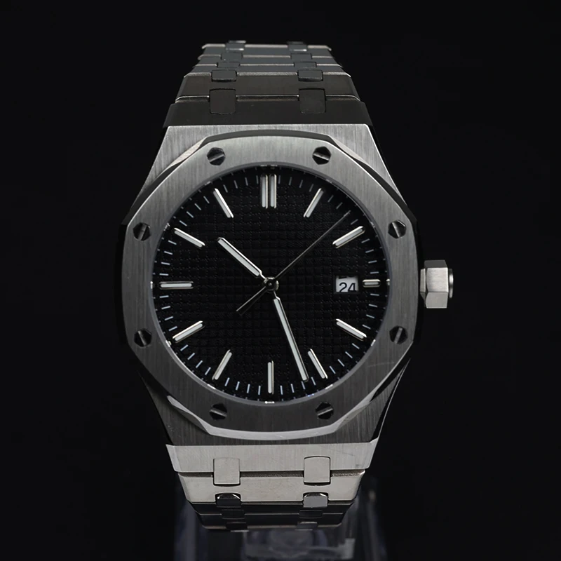 

Роскошные мужские автоматические механические наручные часы PORSTIER 41 мм, сапфировый черный циферблат, водонепроницаемые часы из нержавеющей...