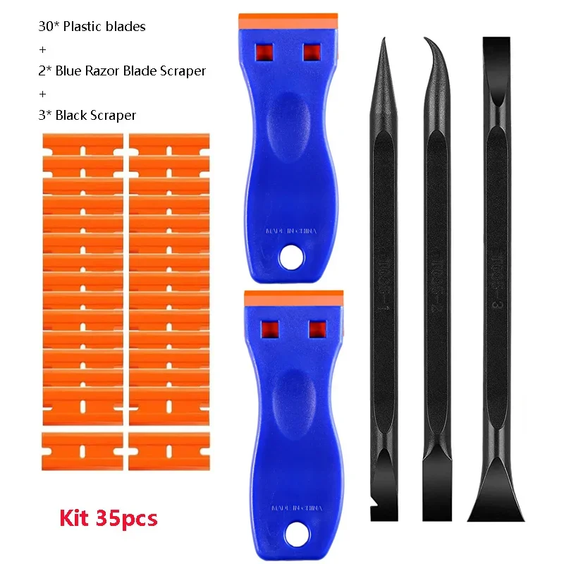 

Набор Пластиковых Скребков С Ручкой Для Удаления Этикеток, Клея, Чистки Окон И Стекол