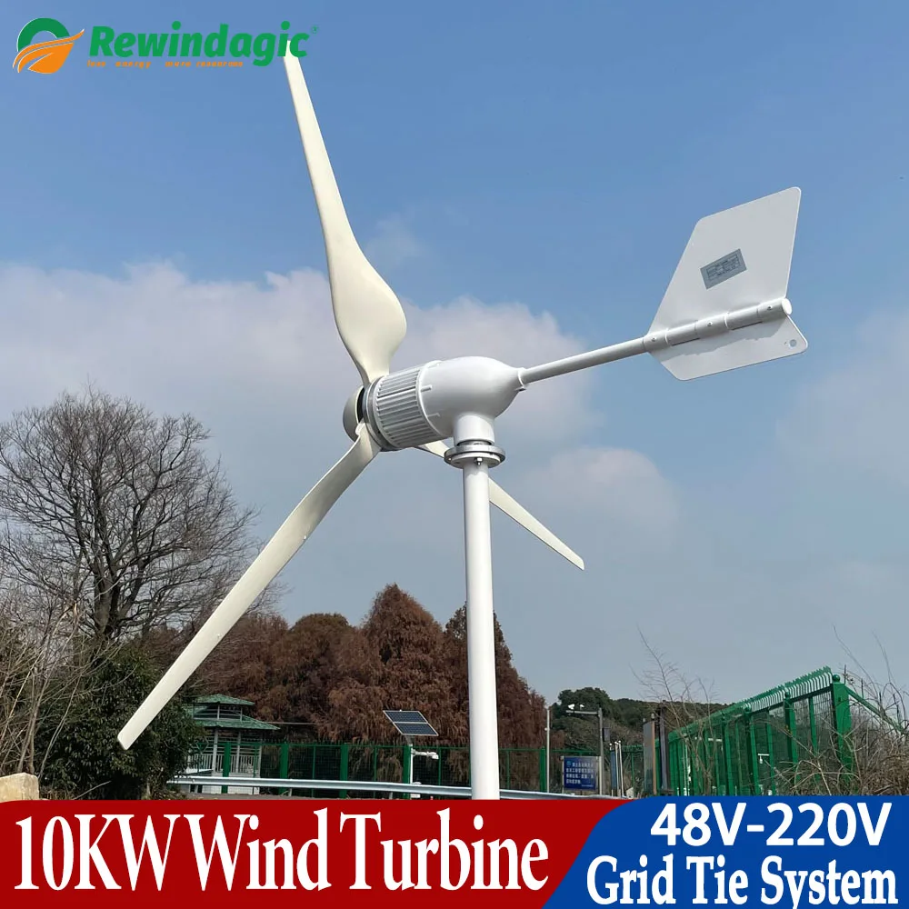 

10kw Horizontal Wind Turbine Generator 48V Free Energy 10000W Magnetic Dynamo Strong Power 220v Grid Inverter Output For Home