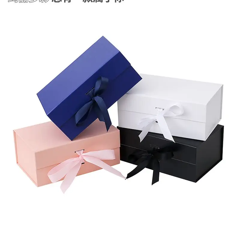 

20pcs 26x17x11cm Magnet Folding Rigid Box with Ribbons Clothing Hair Wigs Present Box Packaging