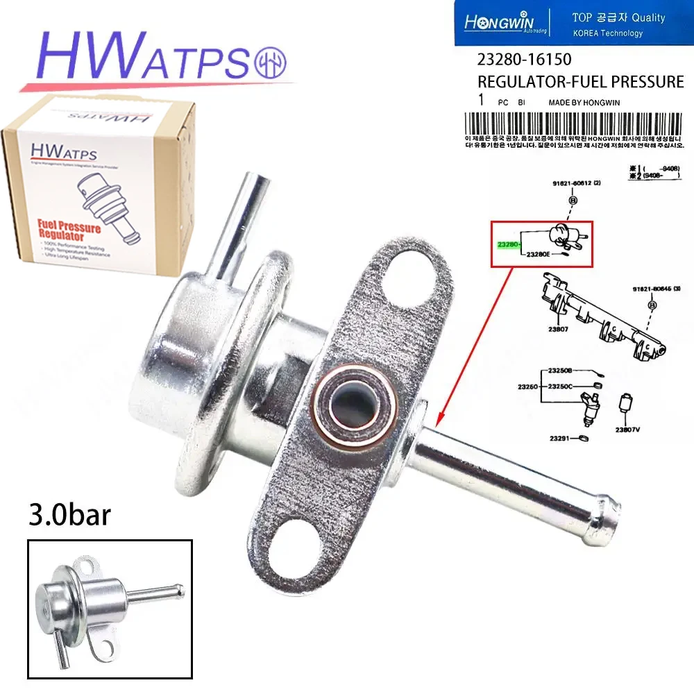 

OEM 23280-16150 Регулятор давления топлива 3,0 бар 23280-16150 для Toyota Carina Celica Corolla Levin Corona Sprinter Carib Trueno