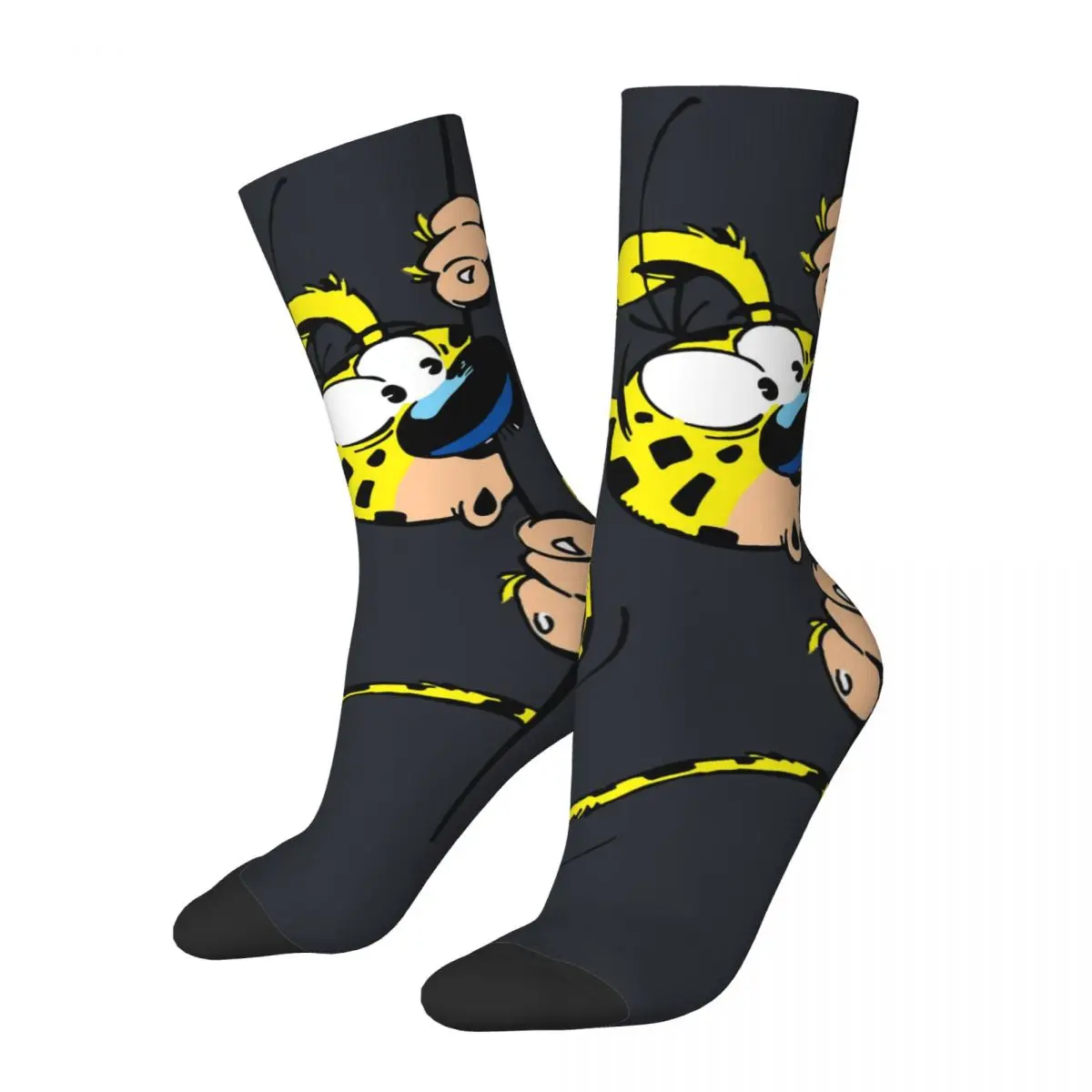 

Happy Funny Men's compression Socks Marsupilami Blue Wall Vintage Harajuku Gaston Lagaffe Manga Hip Hop Casual Crew Crazy Sock