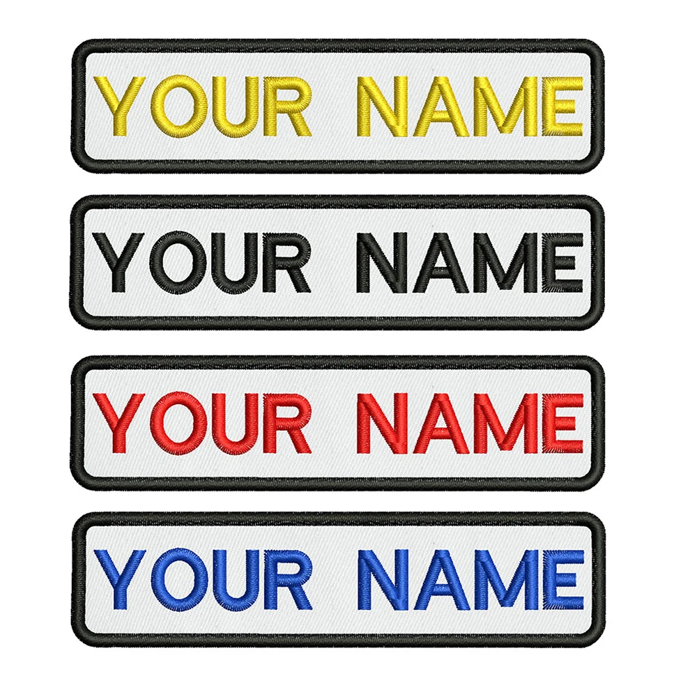 

10x2.5cm White Backgroun Embroidery Custom Name Patch Stripes Badge Iron On Or Velcros Patches