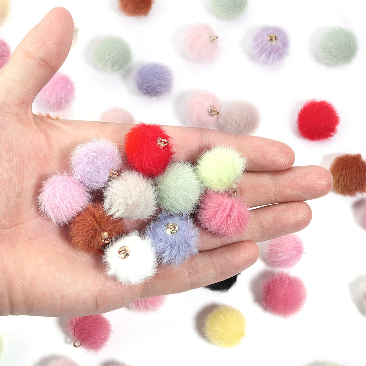 20 шт./лот шариковые бусины с покрытием из искусственного меха норки разноцветные