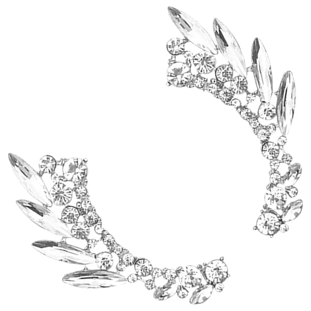 

1 Pair Ear Bone Clips Rhinestone Ear Cuffs Earrings Clip On Ear Jewelries for Women Girls