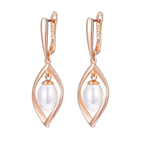 Серьги-капельки Wbmqda из меди с покрытием розового золота 585