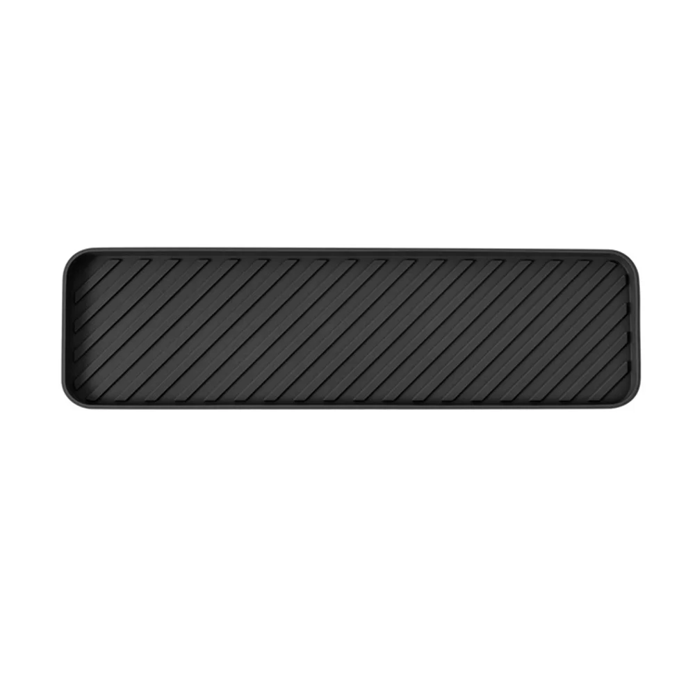 

Silicone Organizer Tray, Soap and Sponge Holder for Kitchen Sink, Bathroom - Storage Tray for Soap Dispenser(Dark Gray)