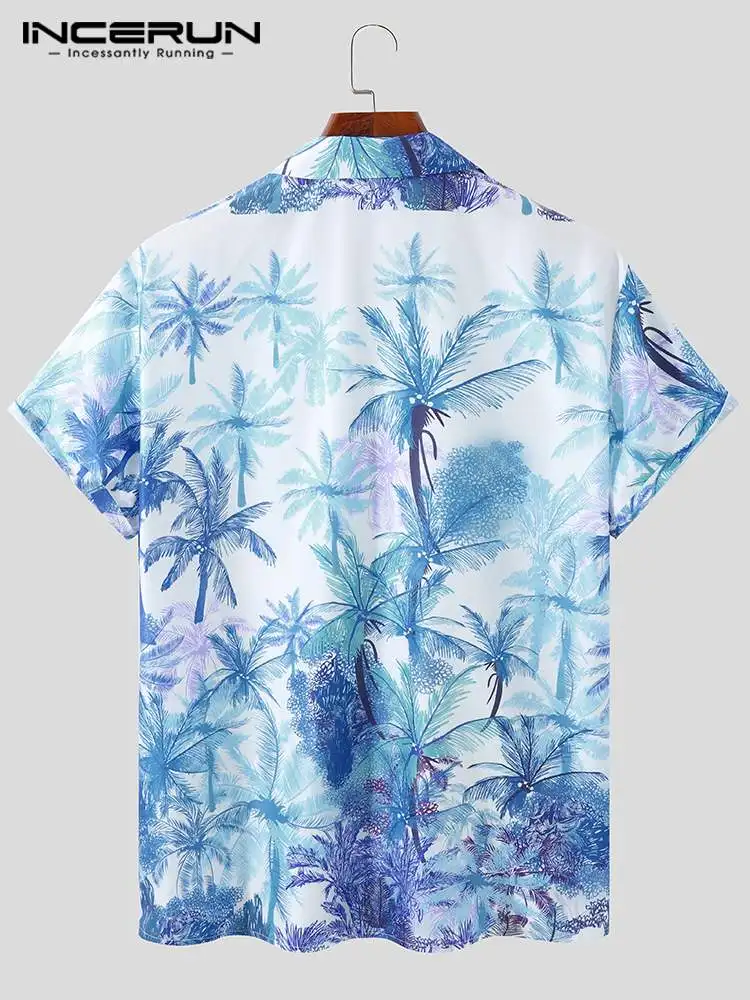 Fashion Casual Style New Men Tops Printed Short Sleeve Button Shirts INCERUN 2022 Streetwear Male All-match Simple Blouse S-5XL
