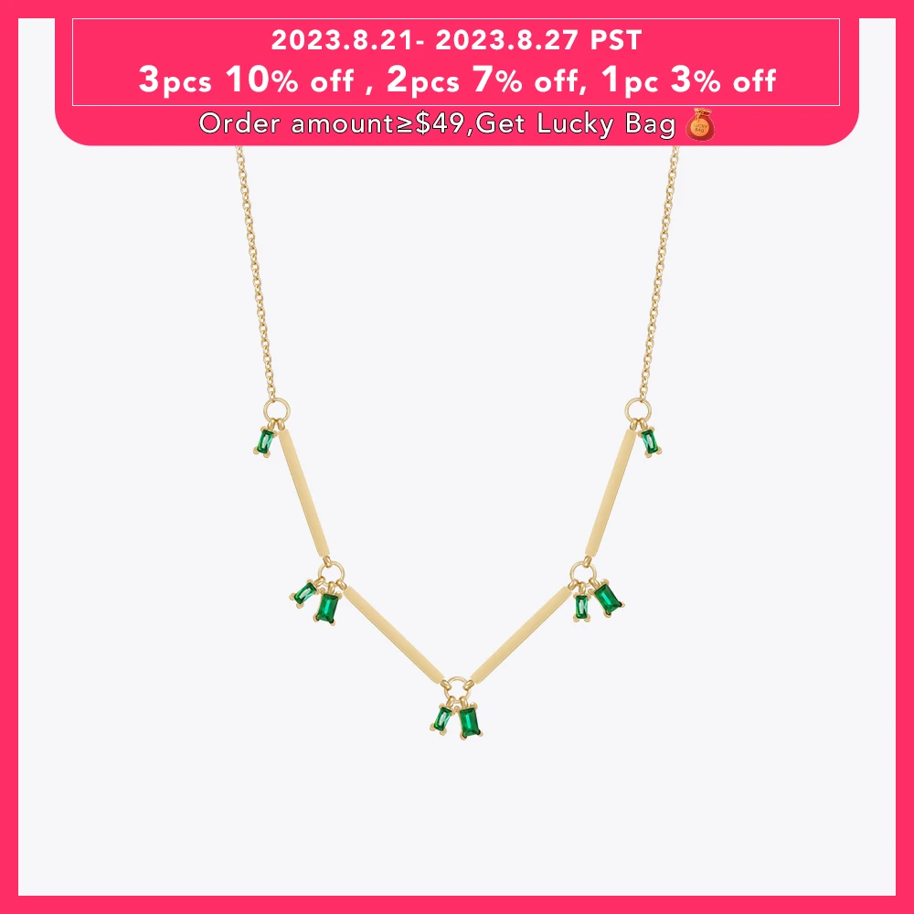

ENFASHION Square Green Ziron Pendant Necklace For Women Para Mujer Jewelry 18K Plated Gold Color Necklaces Trendy Office P233391