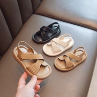 summer new girls simple beach shoes fashion childrens soft soles boys casual sandals for students solid color