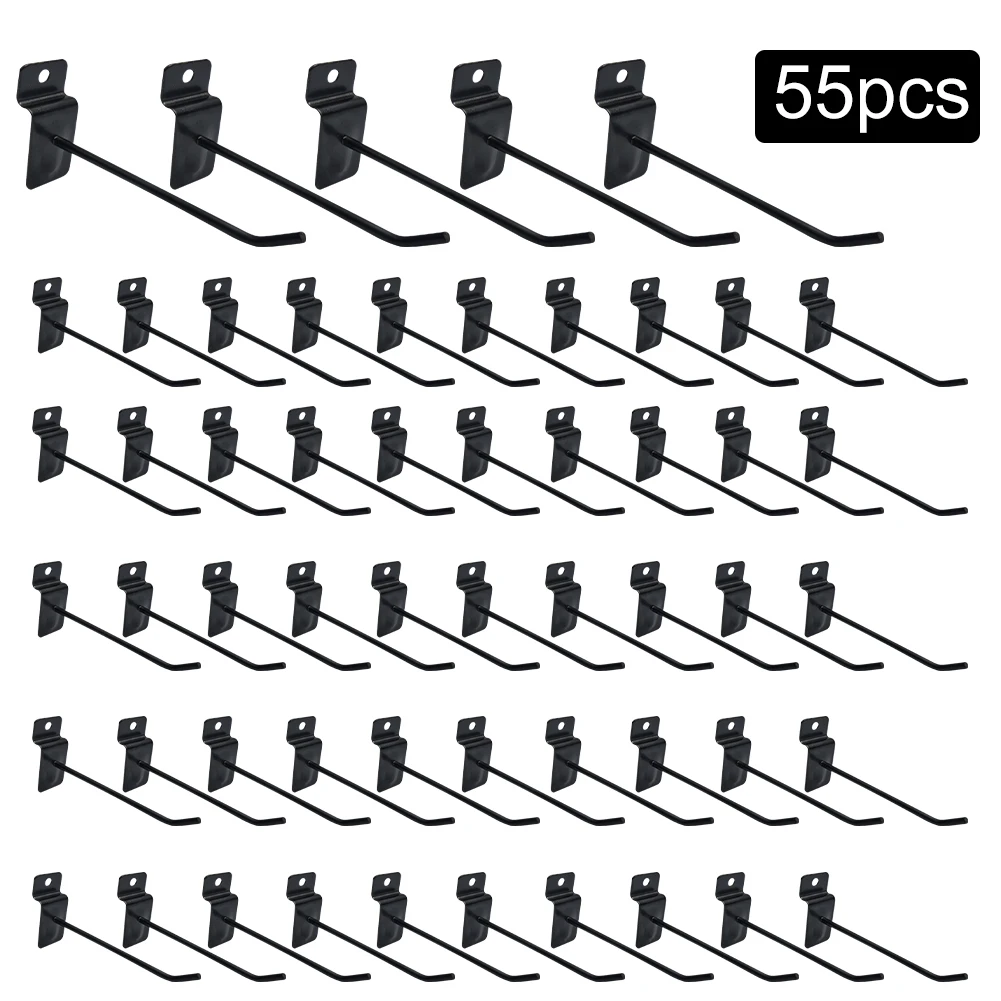 

55pcs Universal Retail Display Peg Slatwall Hook Hanging Pegboard Holder Multi Purpose Metal Shelving Garage Shop Durable Hanger