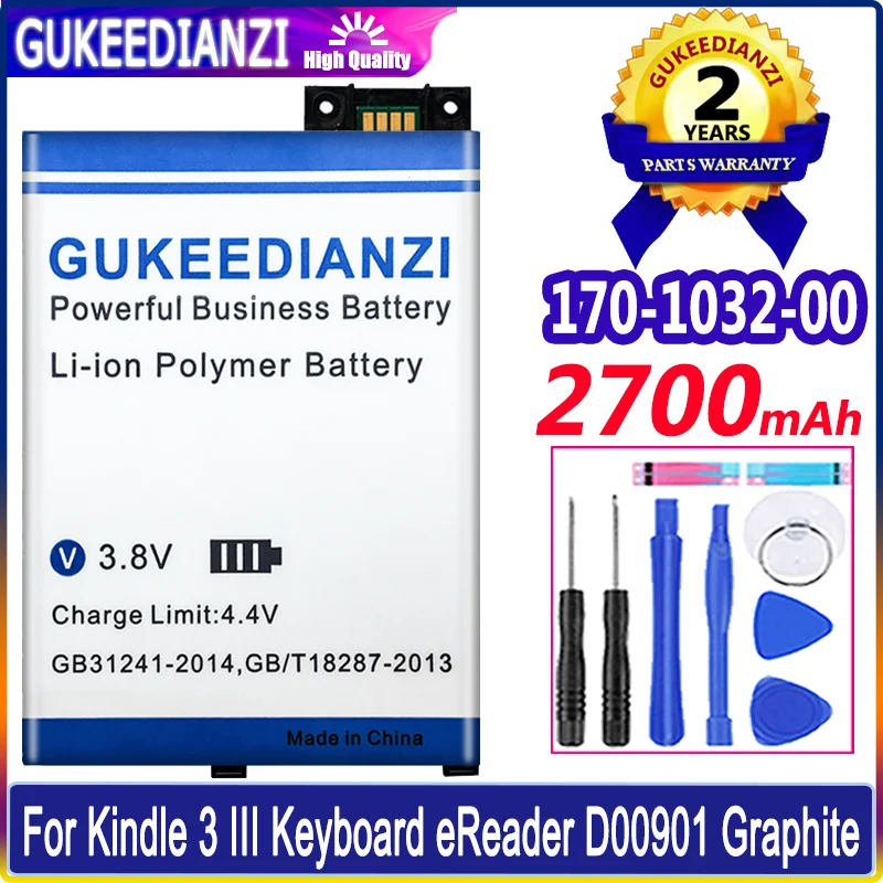 

2700mAh 170-1032-00 Battery for Amazon Kindle 3 III Keyboard eReader D00901 Graphite 170-1032-01 GP-S10-346392-0100 S11GTSF01A