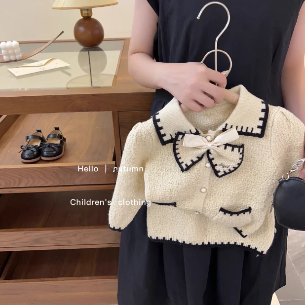 Детская одежда весна-осень 2024 милая куртка с бантом для девочек короткая юбка
