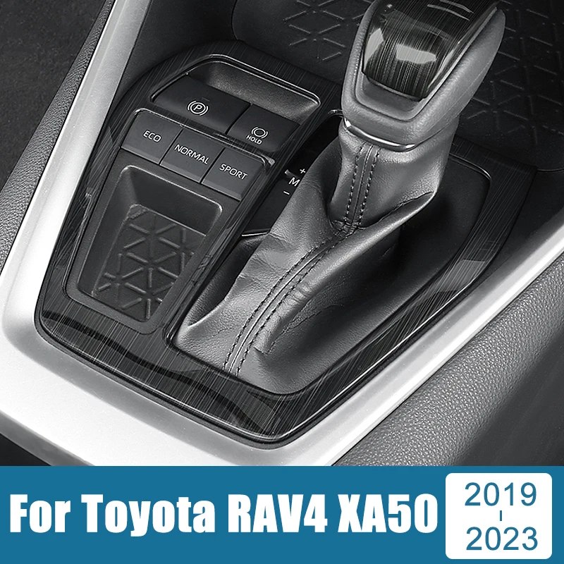 

Stainless Car Gear Shift Panel Frame Cover Frame Trim Sticker For Toyota RAV4 RAV 4 XA50 Hybrid 2019-2021 2022 2023 Accessories