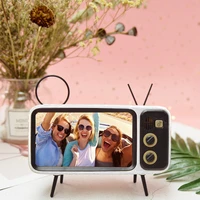 new retro tv mobile phone holder stand for 4 7 to 5 5 inch smartphone bracket with bluetooth compatible speaker music player