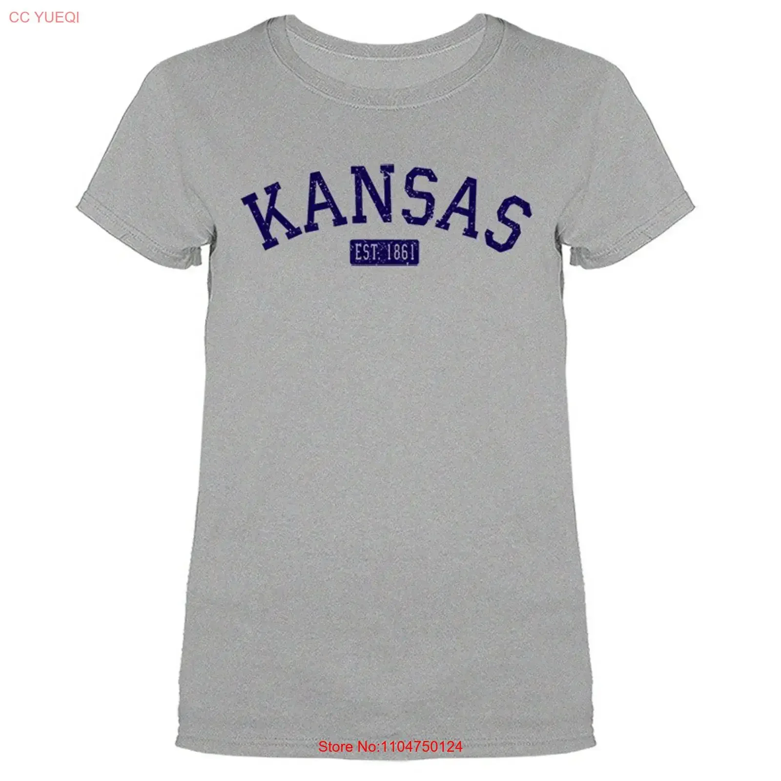 Фото Женская футболка State of Kansas KS Est 1861, винтажная, мягкая, удобная, для повседневной носки, дышащая, модная, слегка приталенная. №1