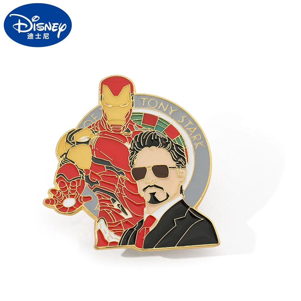 

Disney Marvel Superhero Iron Man Brooches Tony Stark Luminous Metal Badges Enamel Lapel Pins For Backpack Accessories Gifts