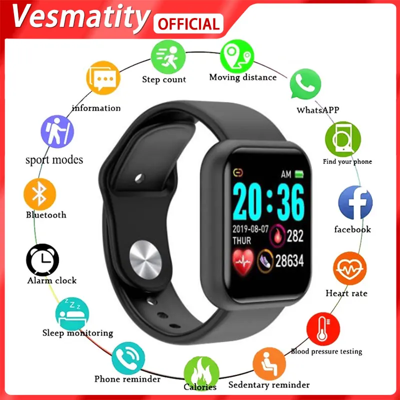 

For Apple Huawei Xiaomi D20 Pro Smart Watch Bluetooth Fitness Tracker Macaron Smartwatch Men Women Blood Pressure Smart Watch