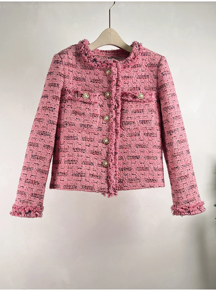 Куртка женская с длинным рукавом бахромой и круглым вырезом