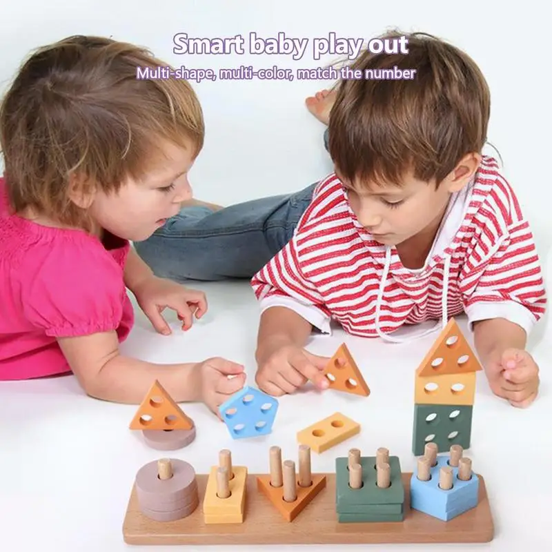 

Shape Color Recognition Blocks Educational Montessori Puzzles Kid's Toy Matching Toy Gifts With Polished Surfaces For Children's