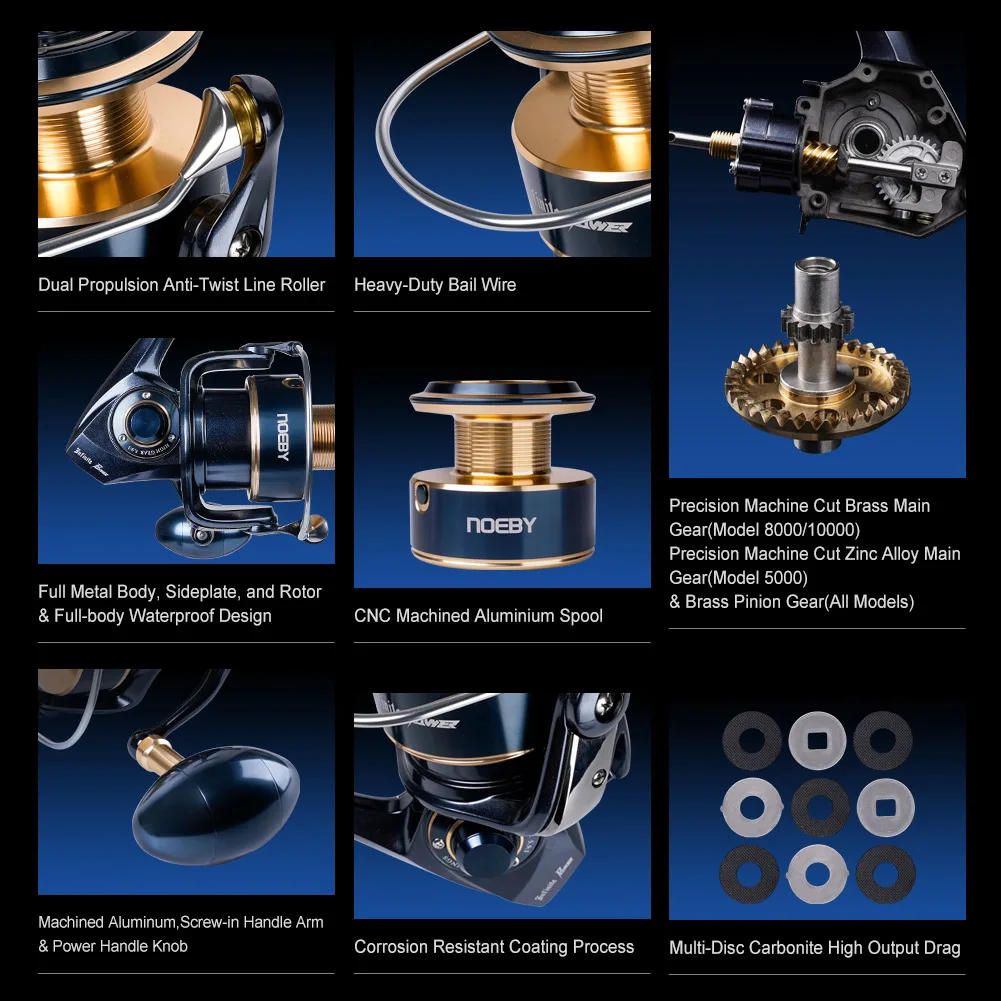 Катушка для спиннинга Noeby Infinite Power 8000H 10000H 5 9: 1 алюминиевая макс. нагрузка 20 кг