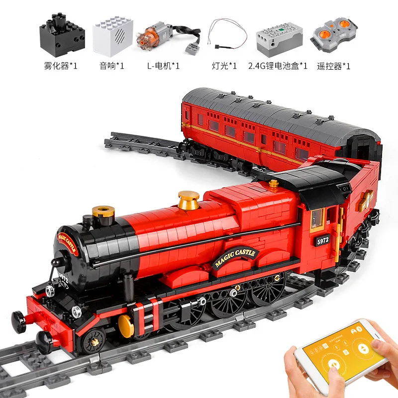 

High-Tech The Motorized Magic Remote Control Train Model Building Block Movie Bricks Kids Puzzle Toys Christmas Gifts