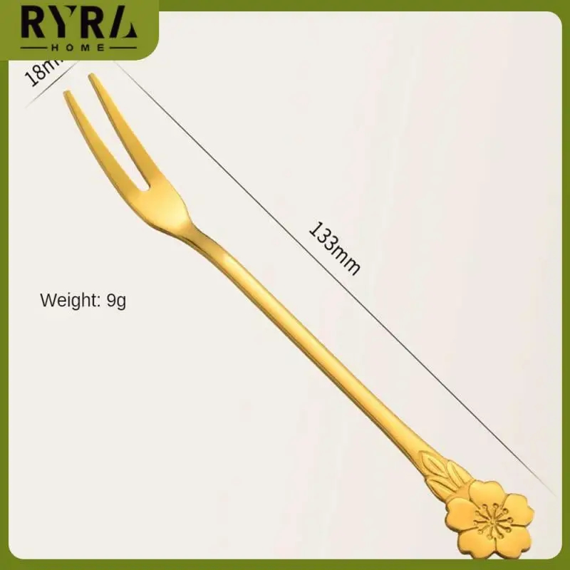 

Corrosion Resistance Kitchen Tools Fashion Tableware Smooth Edges Dessert Fork Rustproof Cherry Fork Without Burrs Small Fork