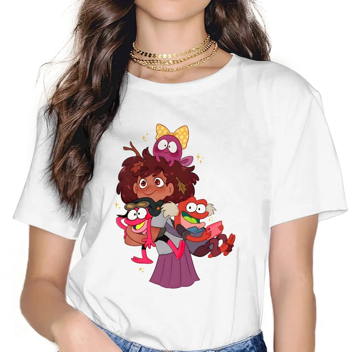 

Anime Amphibia Boonchuy Tshirt Homme Women's Tees Unisex Polyester Blusas T Shirt For Women