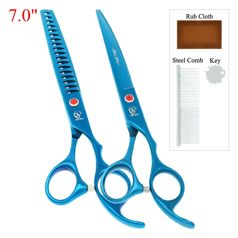 

7 inch Meisha Professional Dog Grooming Scissors 2pcs Pet Shears Kit with Steel Comb Cutting Thinning Curved Fur Clipper B0024A